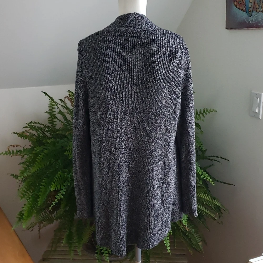 Karl Lagerfeld Gray Heather Cascade High-Low Sweater Cardigan